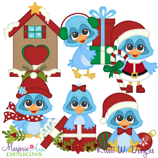 Christmas Bluebirds SVG Cutting Files + Clipart - Click Image to Close